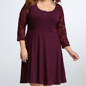 Torrid 3/4 Lace Sleeve Skater Dress